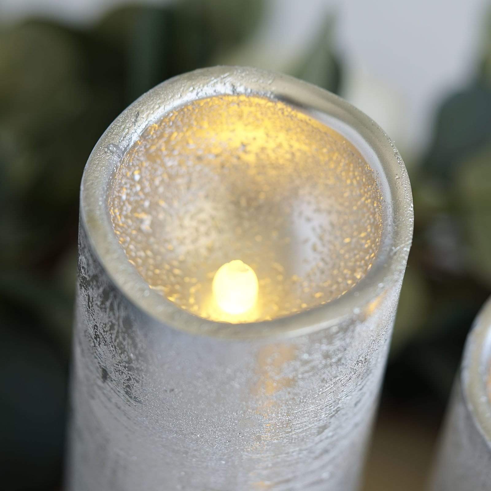 3 pcs Metallic LED Pillar Candles Lights with Remote Control