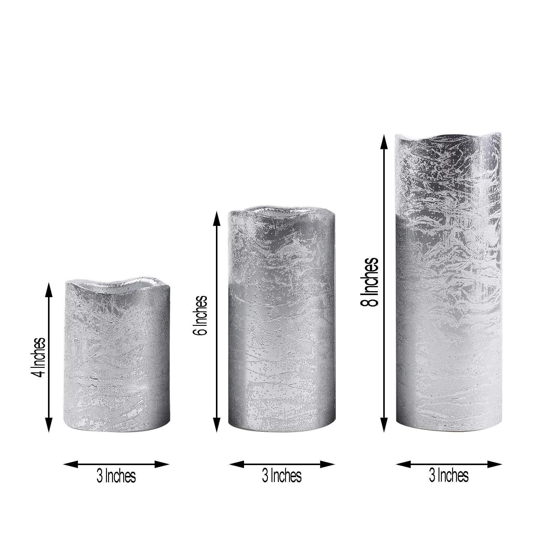 3 pcs Metallic LED Pillar Candles Lights with Remote Control