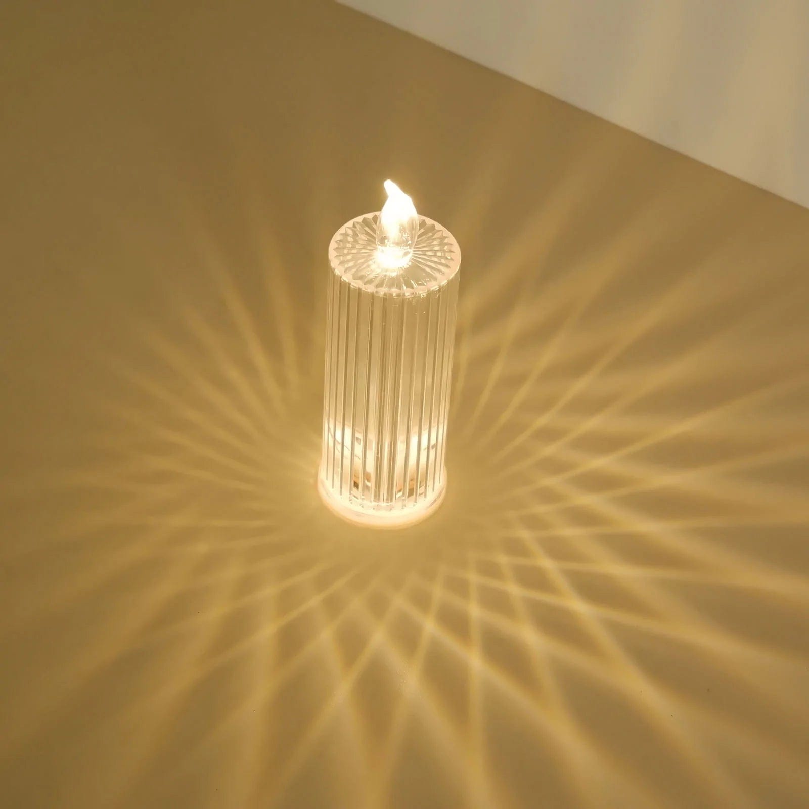 3 Warm White 6 in Battery Operated Diamond Light Pillar LED Candles