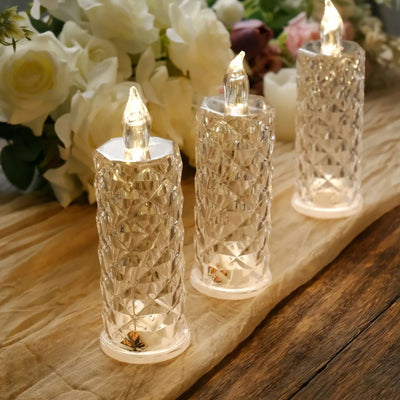 3 Warm White 6 in Battery Operated Rose Halo Light Pillar LED Candles