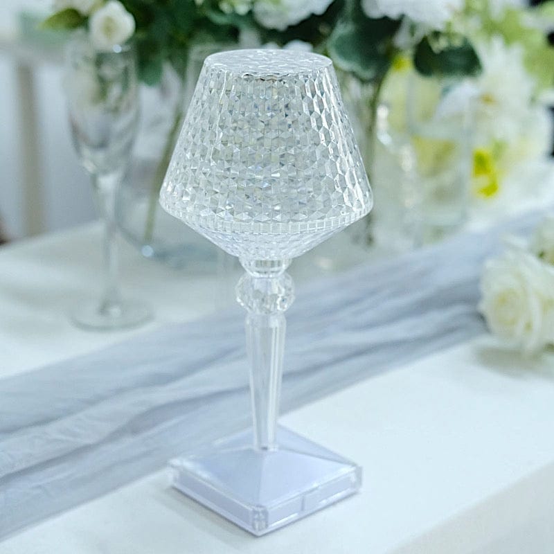 Clear 10 Acrylic Crystal Cup Table Lamp USB Rechargeable LED Light