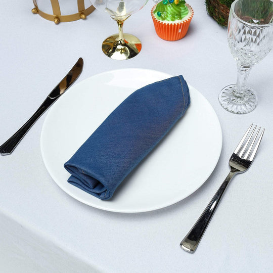 17x17 in wide Dark Blue Faux Denim Polyester Napkins