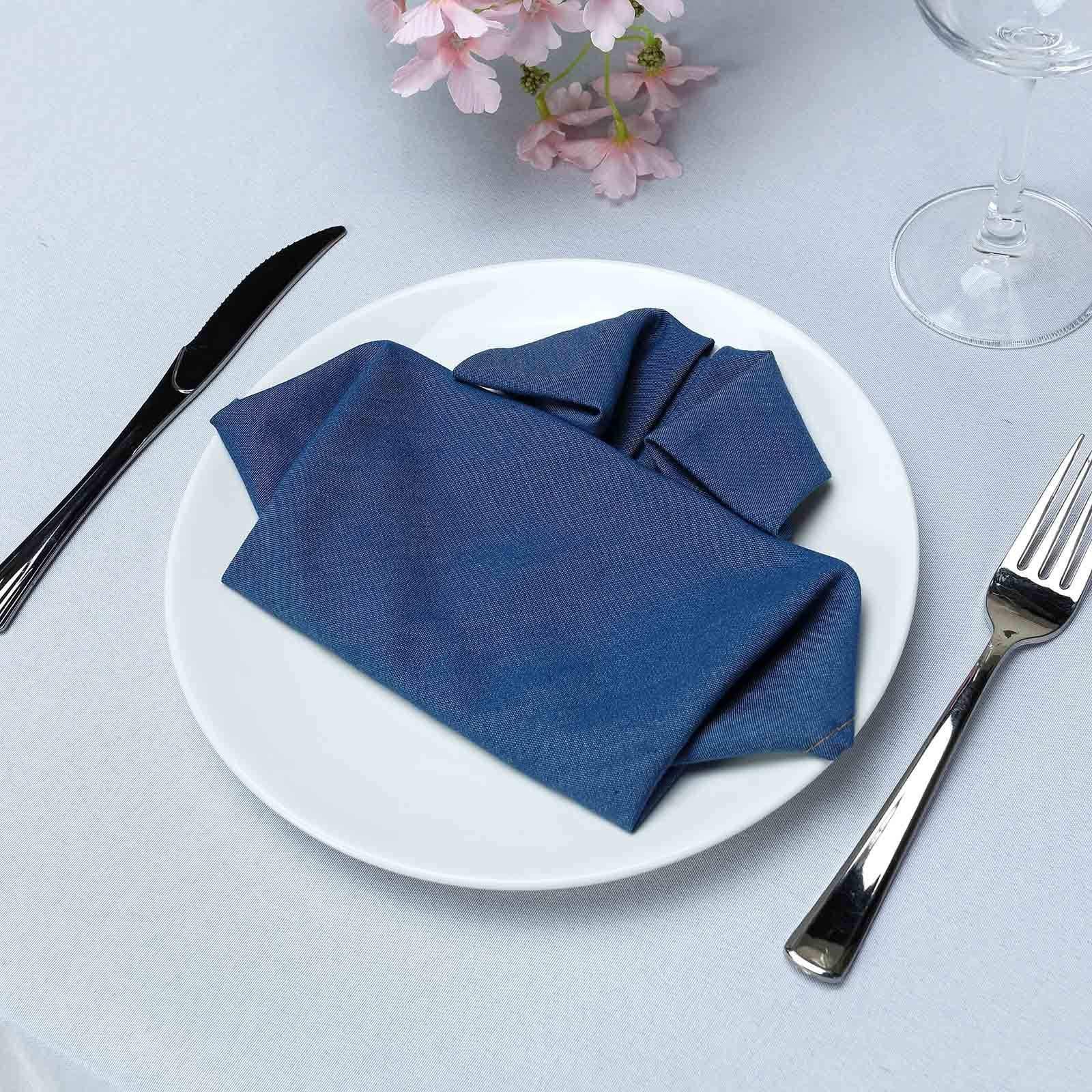 17x17 in wide Dark Blue Faux Denim Polyester Napkins