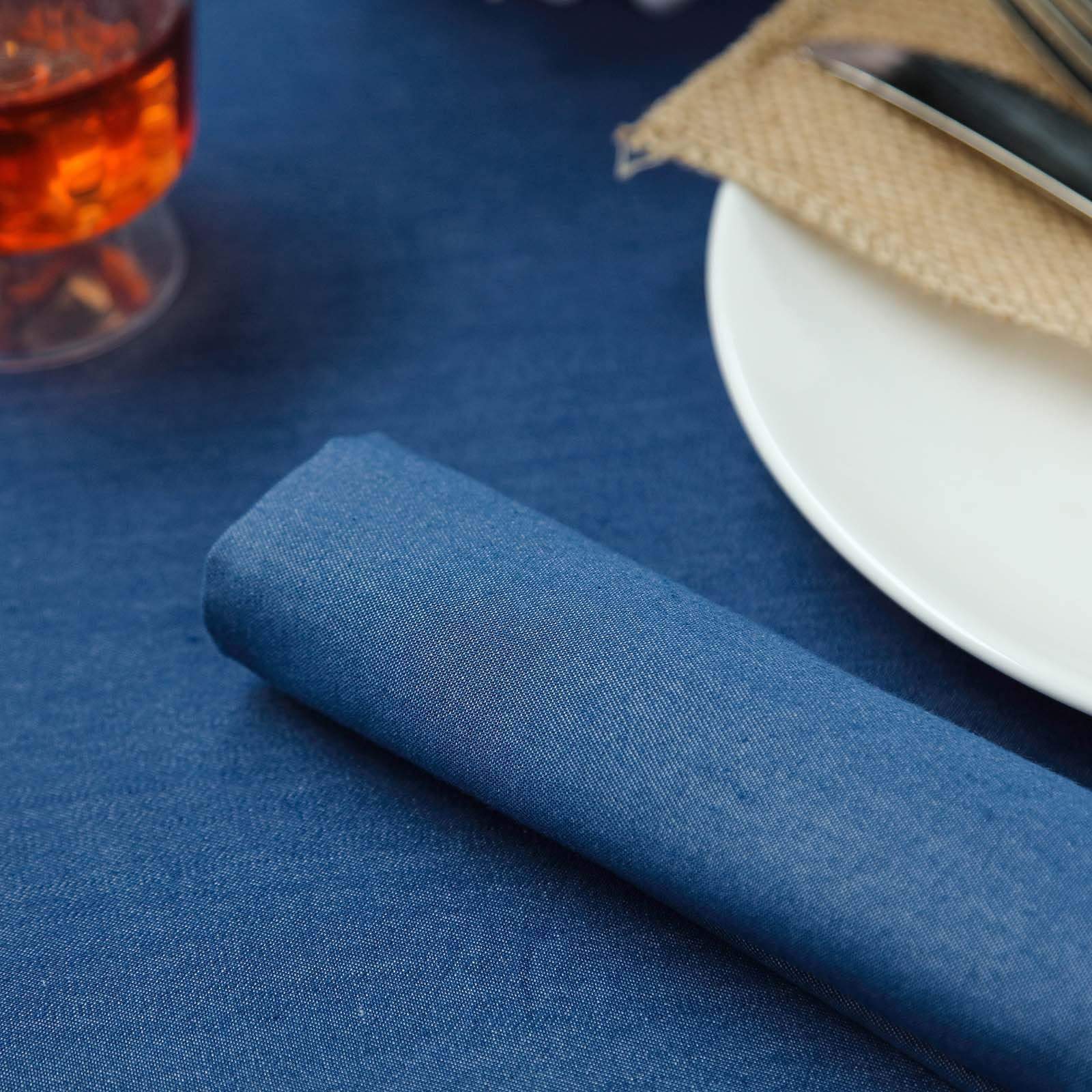 17x17 in wide Dark Blue Faux Denim Polyester Napkins