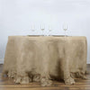 120 inch Natural Brown Burlap Ruffled Round Tablecloth