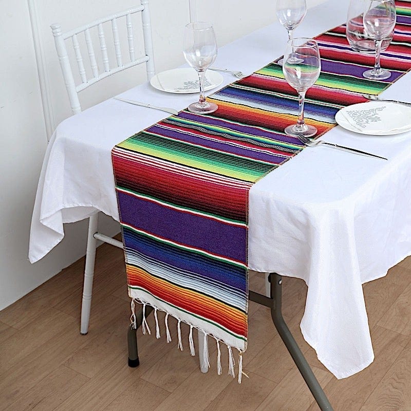 14x108 in Mexican Table Runner with Tassels Fiesta Party Decoration