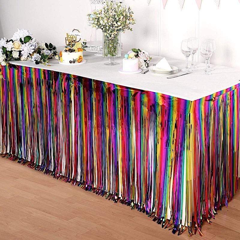 Rain Curtain Tassel Table Skirt Foil Diy For Dessert Table - Temu