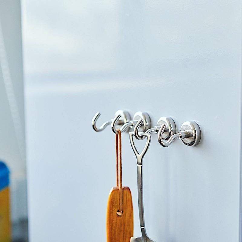4 Silver Mini Hanging Metal Magnetic Hooks