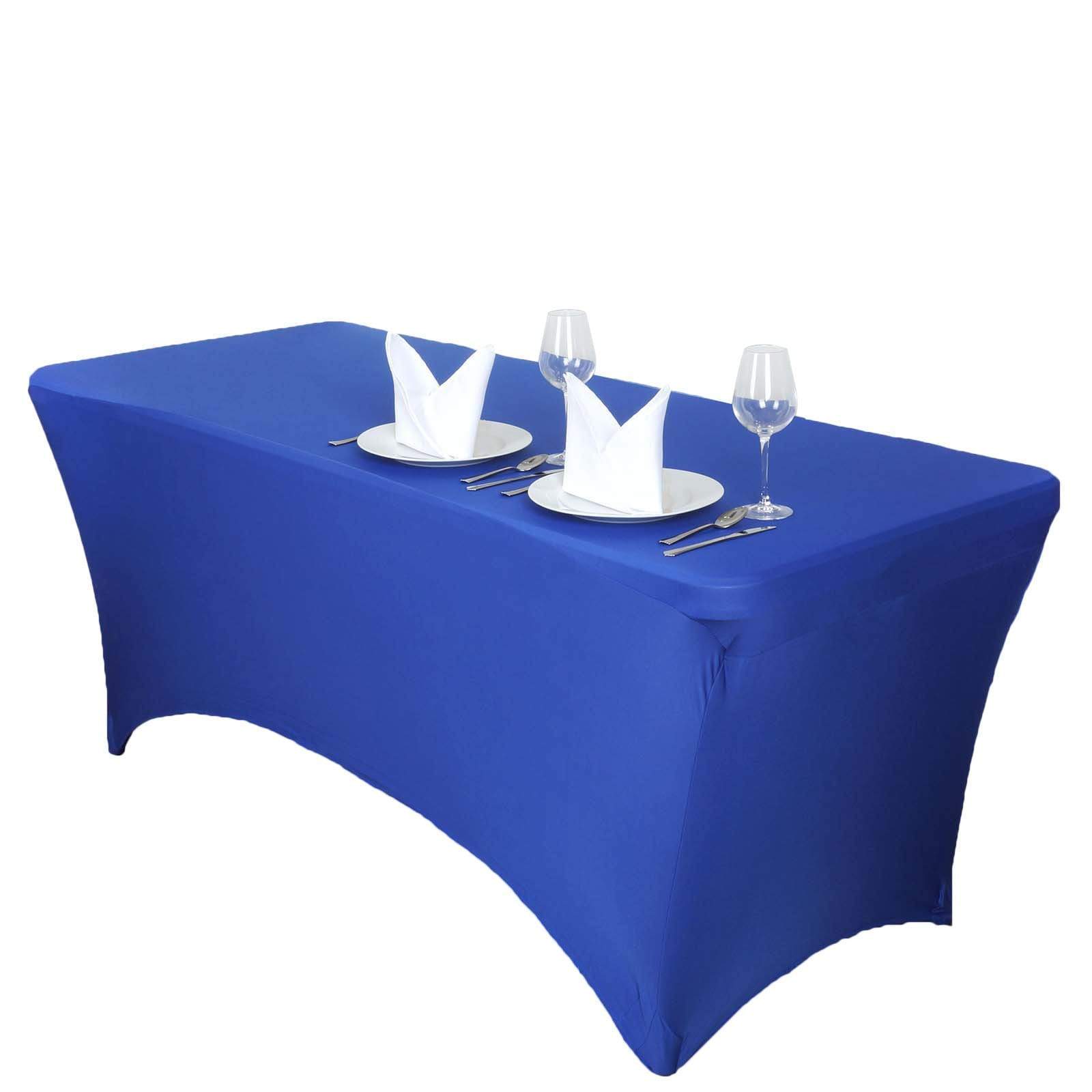 5 ft Royal Blue Fitted Spandex Rectangular Tablecloth 60