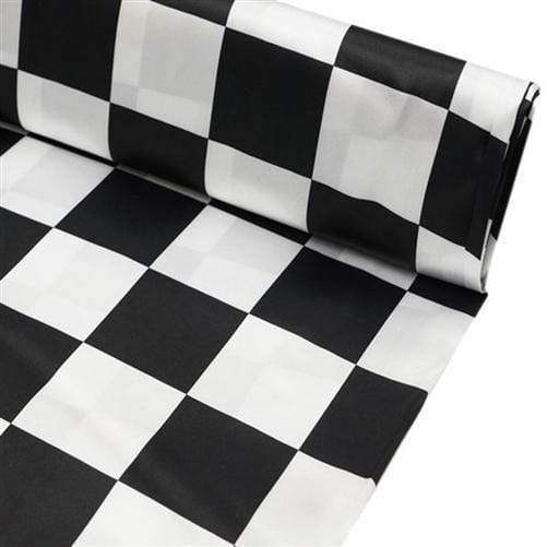 54 inch x 10 yards Black and White Checkerboard Satin Fabric Roll