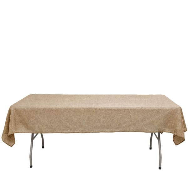 54x96 in Natural Rectangular Faux Burlap Tablecloth