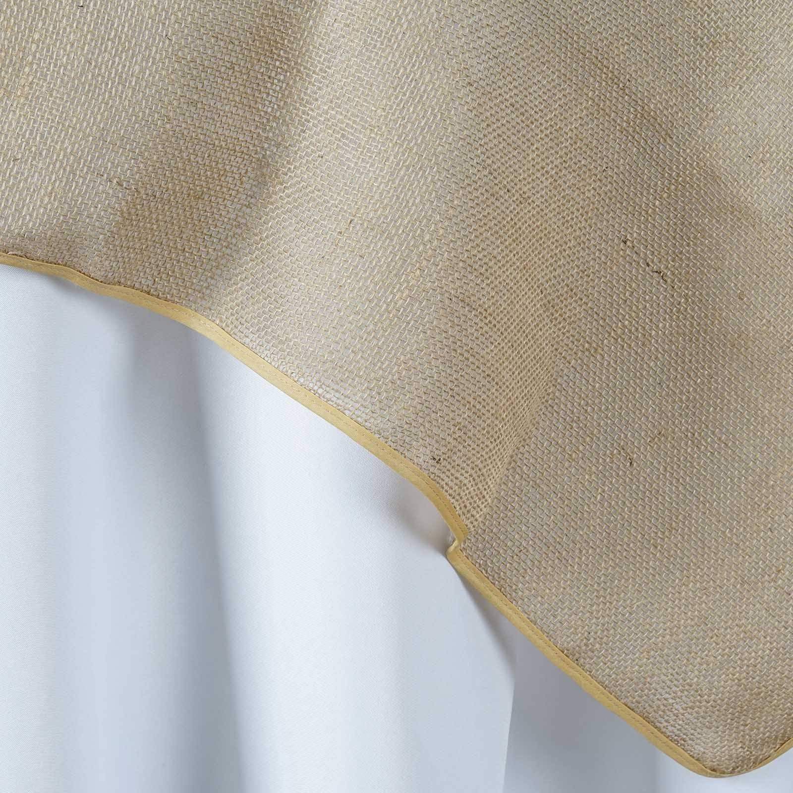 60 inch Natural Brown Burlap Square Table Overlay