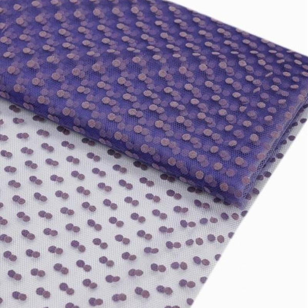 60 inch x 10 yards Purple Polka Dots Tulle Roll
