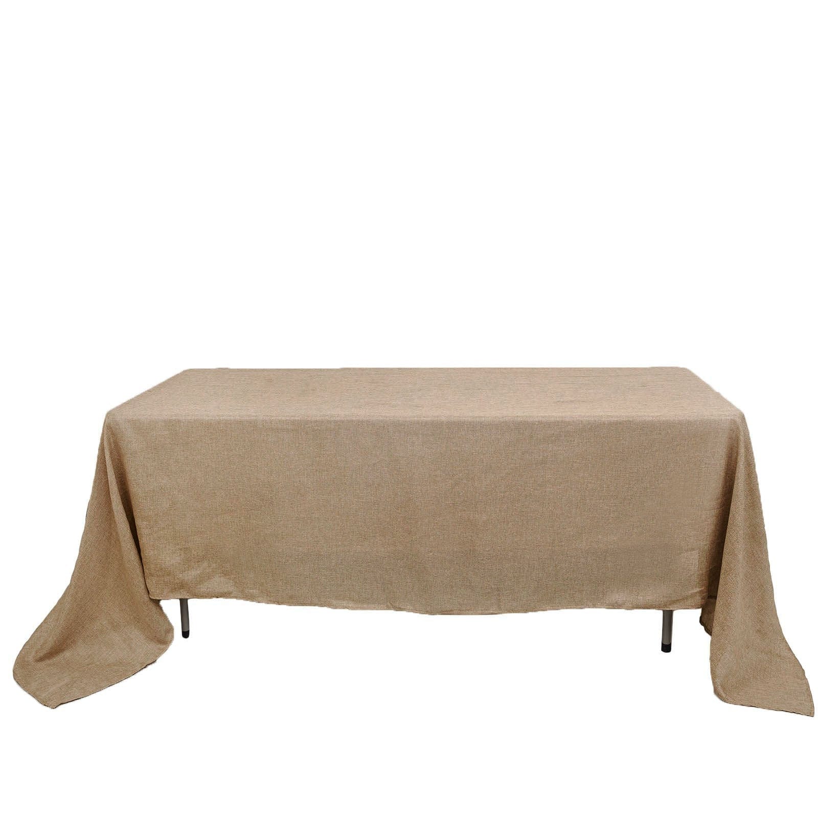 60x102 in Natural Rectangular Faux Burlap Tablecloth