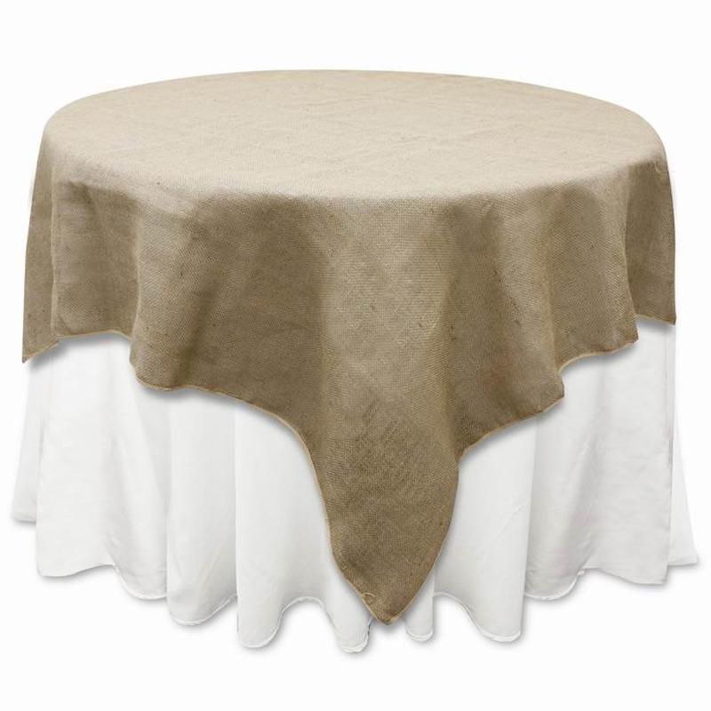 72 inch Natural Brown Burlap Square Table Overlay