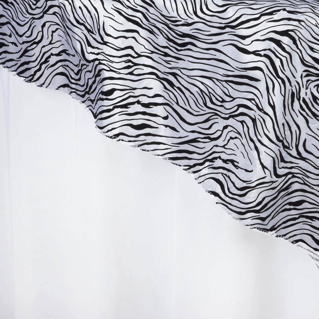 90 inch Black White Mini Zebra Safari Animal Print Table Overlay