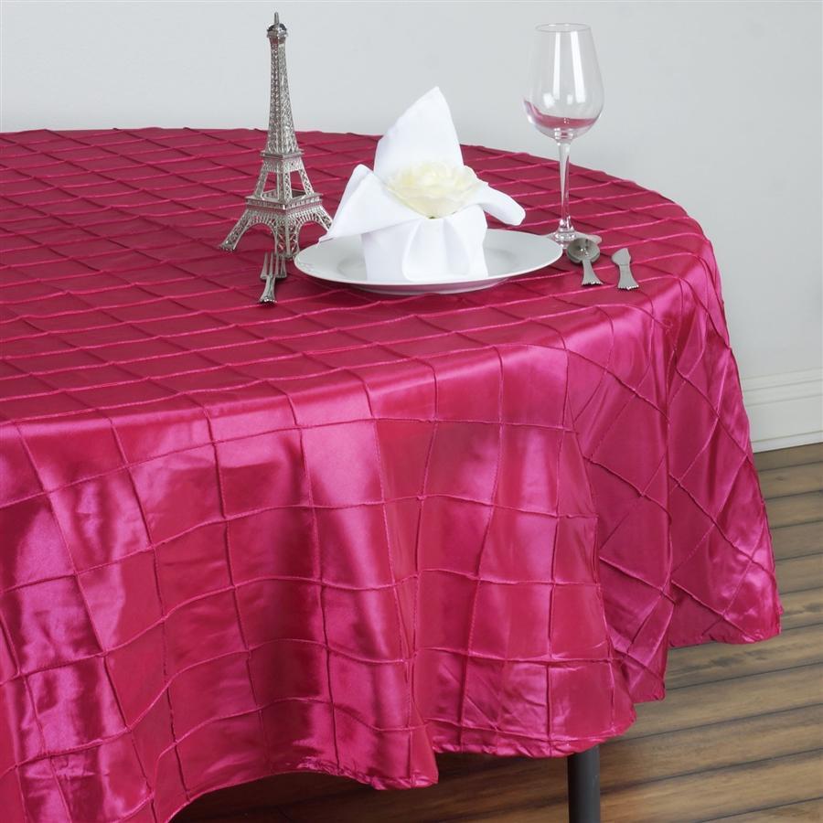 90" Round Tablecloth Pintuck - Fuchsia (Fushia)