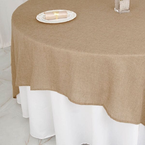 90 inch Natural Faux Burlap Square Table Overlay