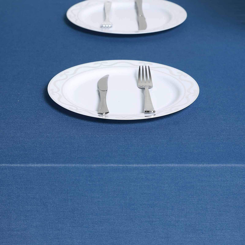 120 inch Dark Blue Faux Denim Polyester Round Tablecloth