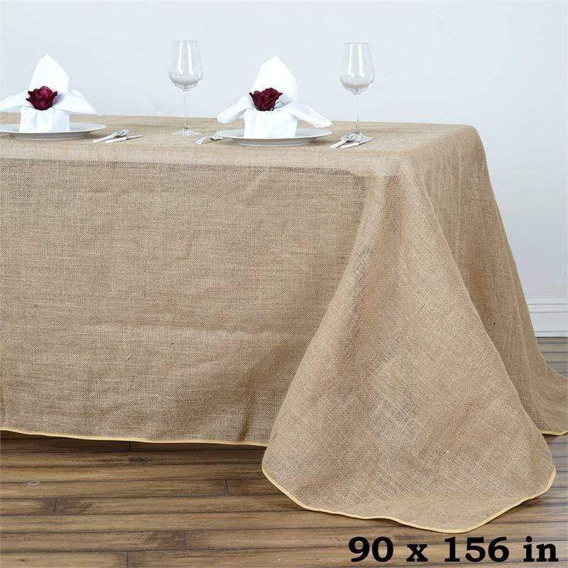 90" x 156" Natural Brown Burlap Tablecloth