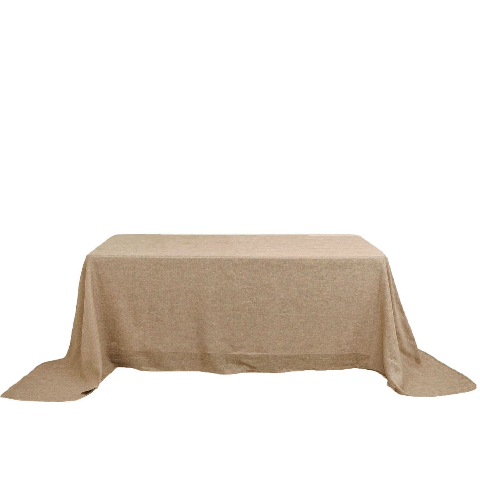 90x132 in Natural Rectangular Faux Burlap Tablecloth