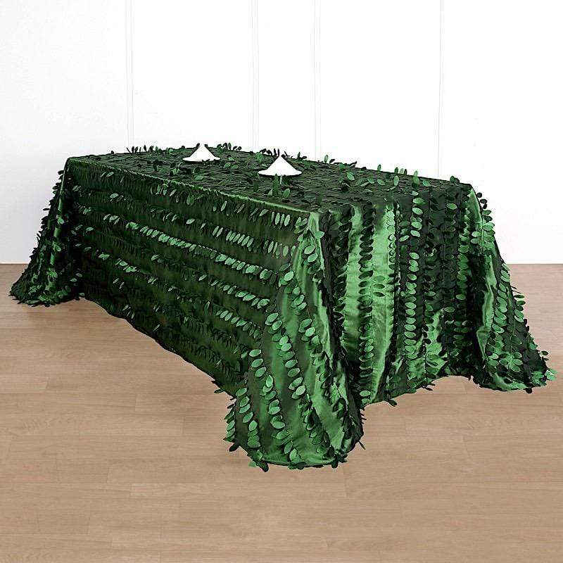 90x156 in Taffeta Rectangle Tablecloth with 3D Leaves Petals Design