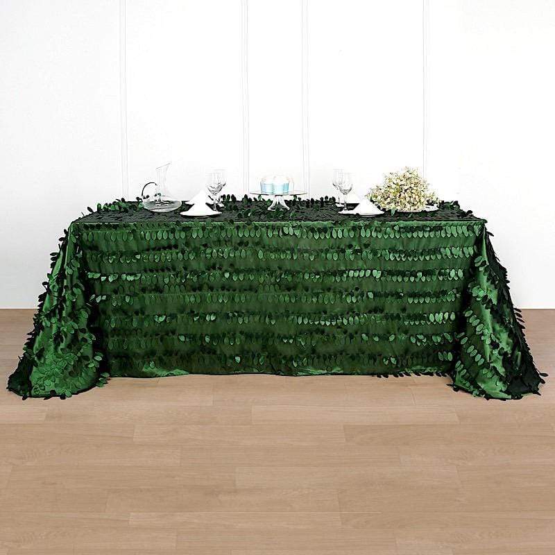 90x156 in Taffeta Rectangle Tablecloth with 3D Leaves Petals Design