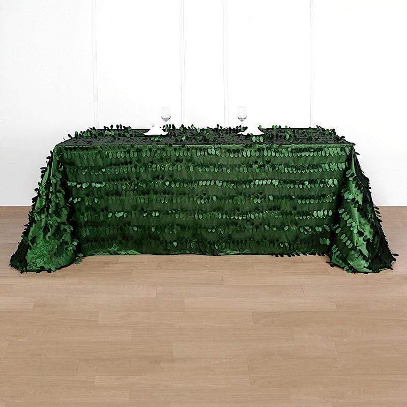 90x156 in Taffeta Rectangle Tablecloth with 3D Leaves Petals Design