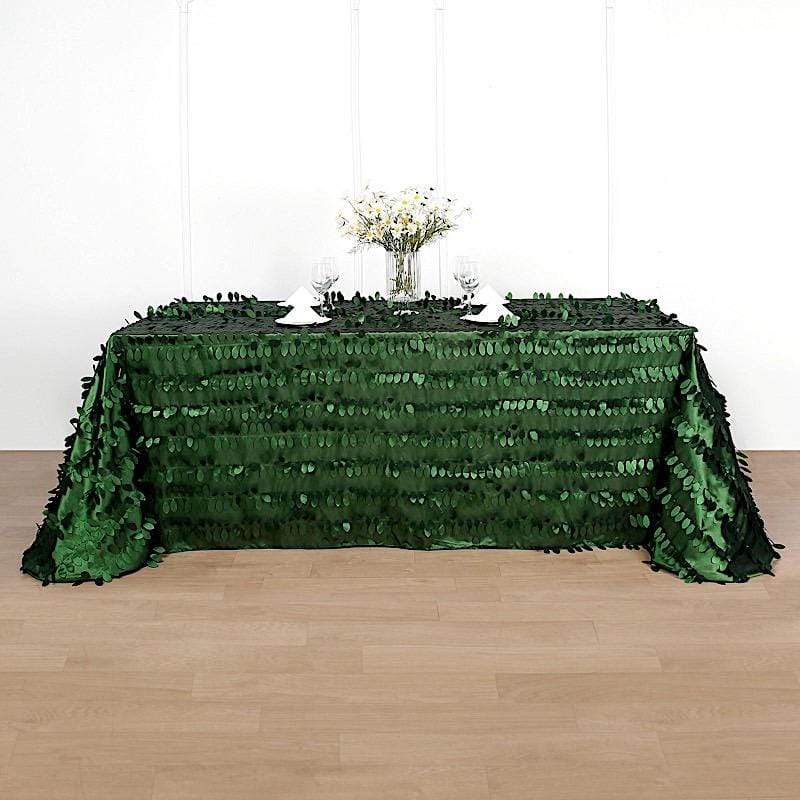 90x156 in Taffeta Rectangle Tablecloth with 3D Leaves Petals Design