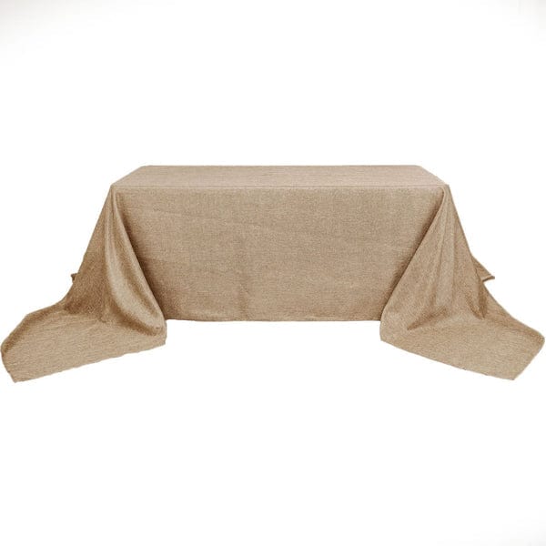 90x156 in Natural Rectangular Faux Burlap Tablecloth