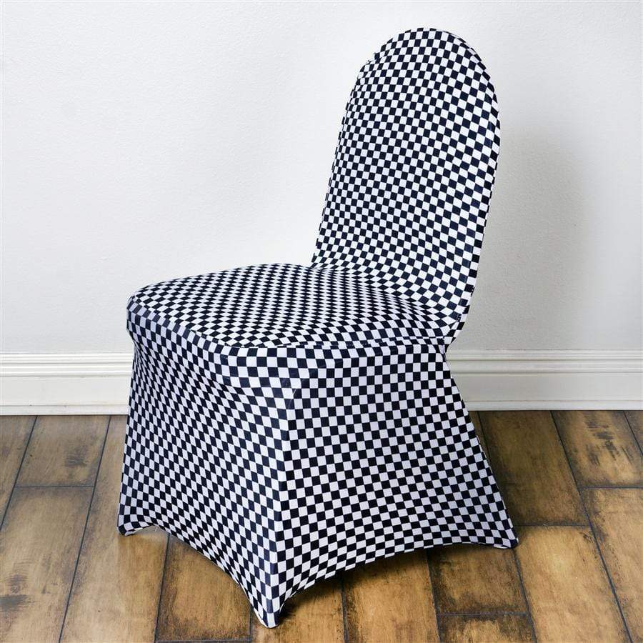 Stretch Spandex Folding Chair Covers Black and White Checkered – Bridal  Tablecloth