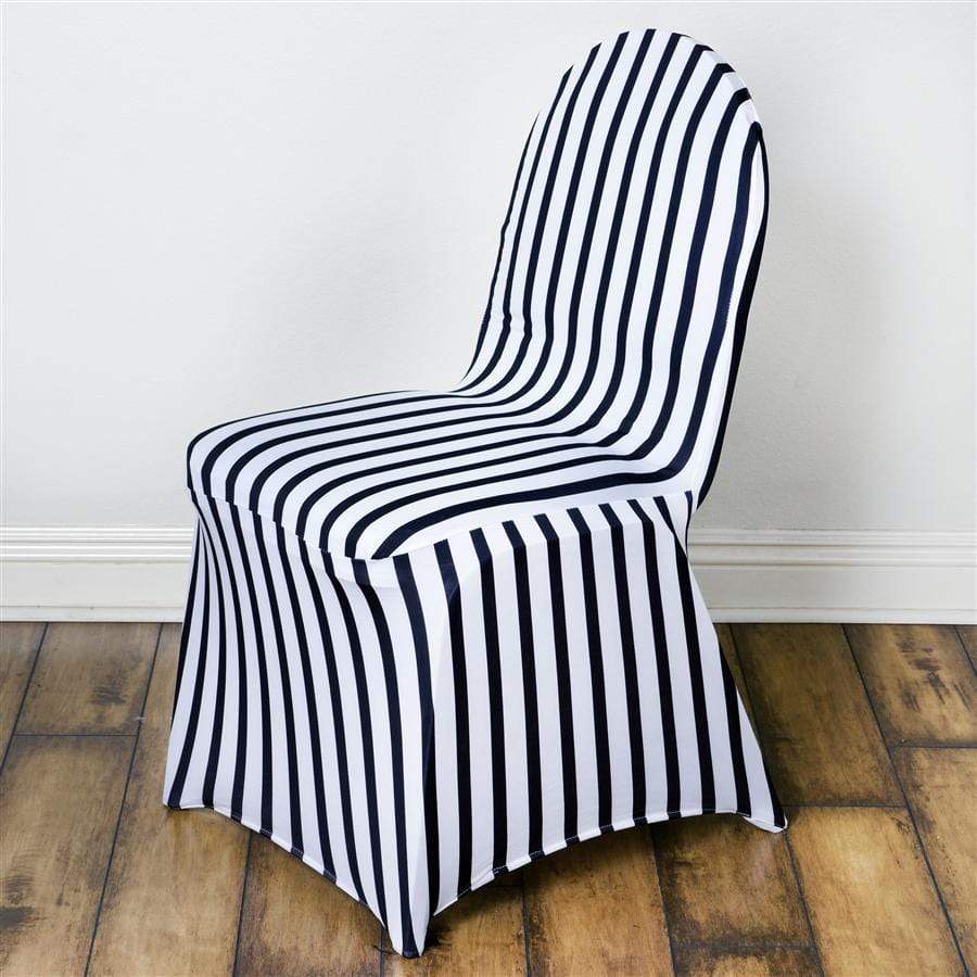 Black / White Striped Spandex Stretchable Banquet Chair Cover