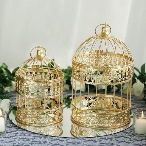 Wedding Gold Bird Cage Candle Holder Set Of 2