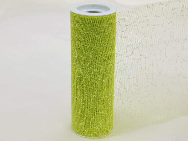 Wedding Glittered Marble Tulle Roll 6" x 10 yards - Apple Green