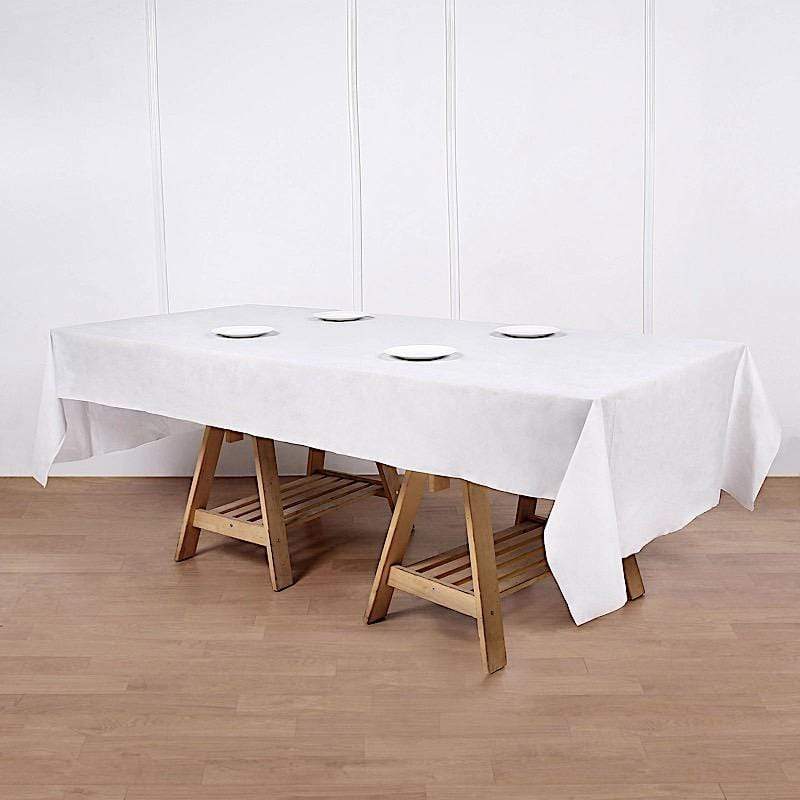 White 50x108 in Disposable Airlaid Paper Rectangle Tablecloth