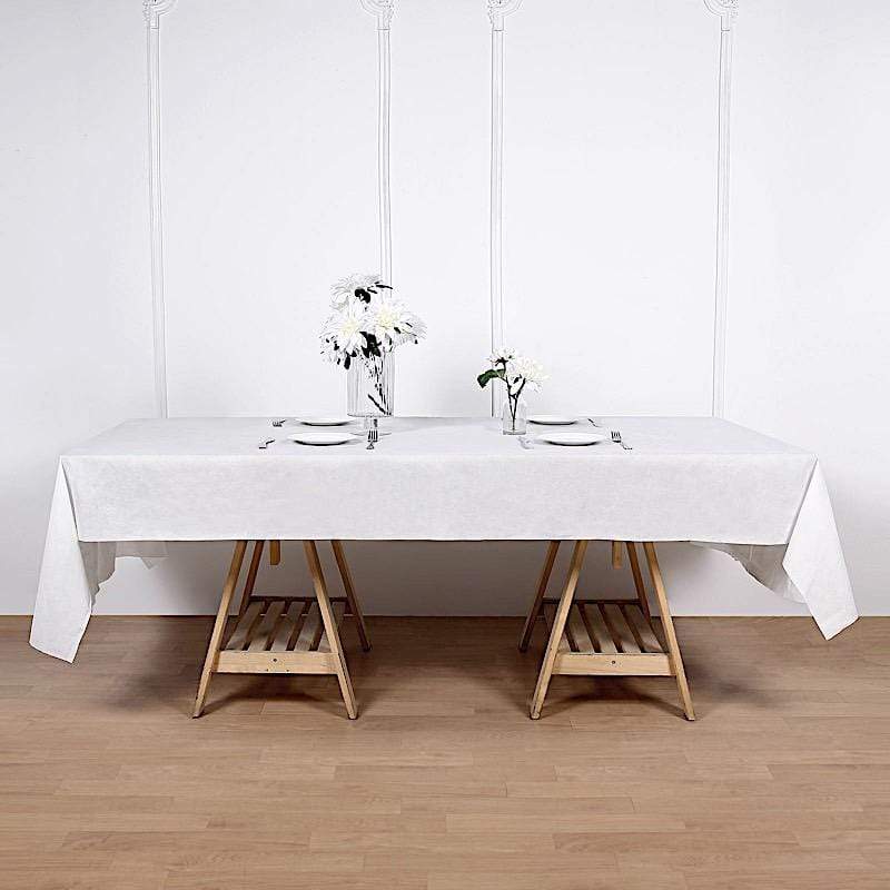 White 50x108 in Disposable Airlaid Paper Rectangle Tablecloth