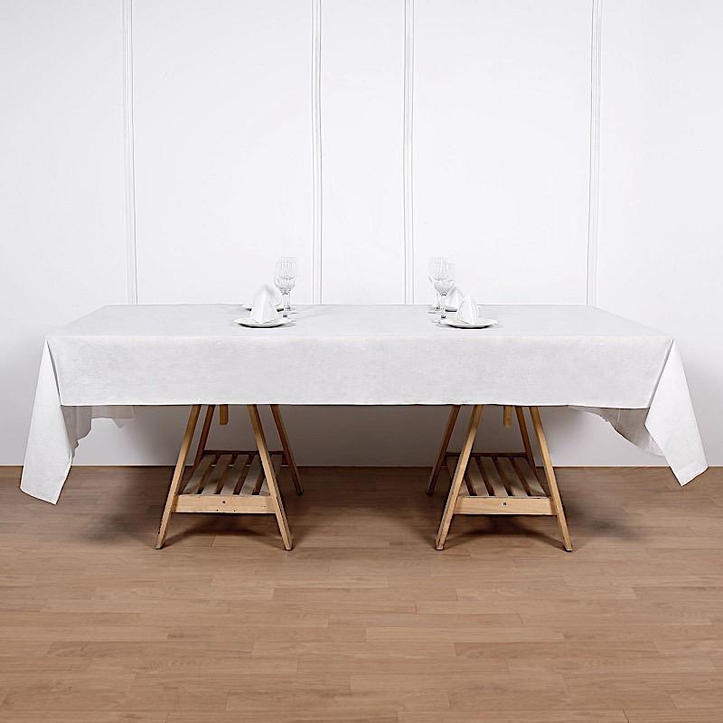 White 50x108 in Disposable Airlaid Paper Rectangle Tablecloth