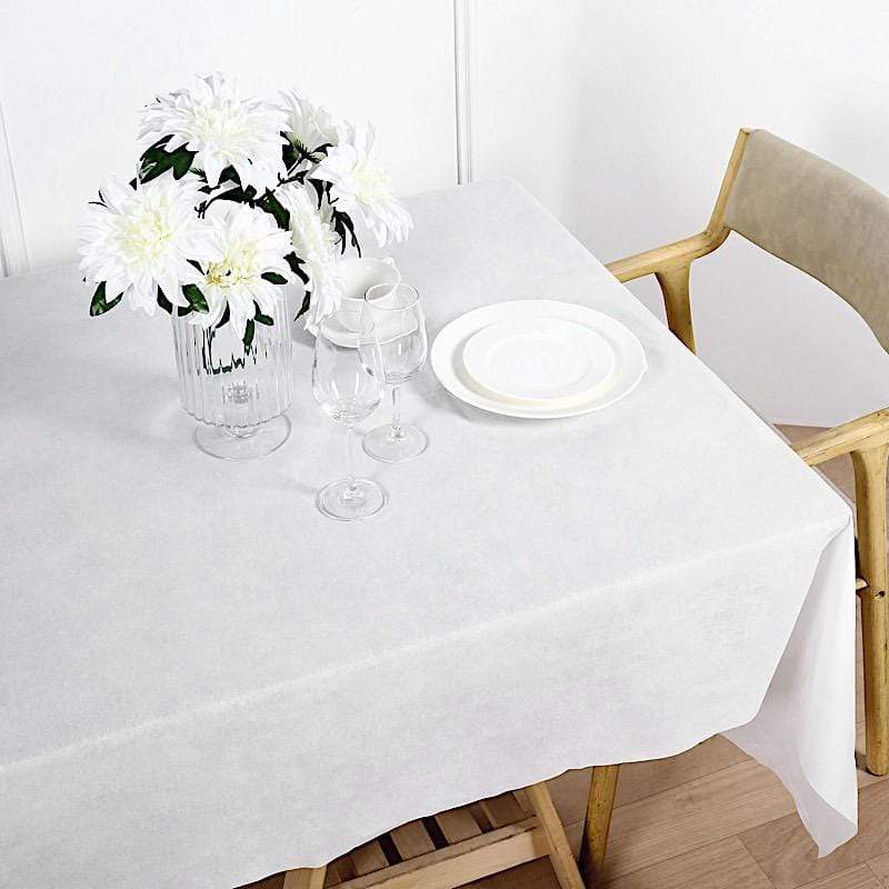 White 50x108 in Disposable Airlaid Paper Rectangle Tablecloth