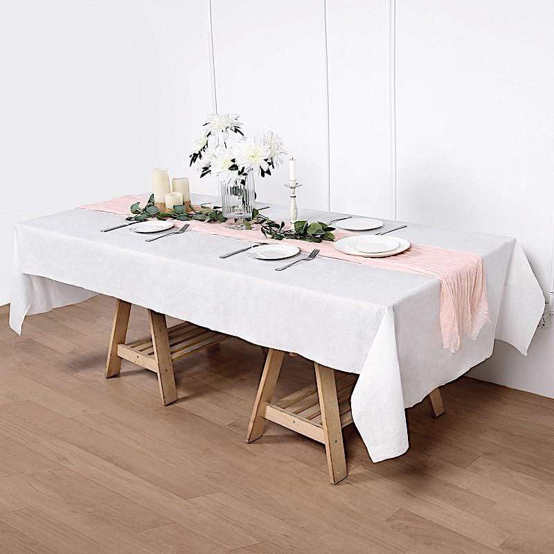 White 50x108 in Disposable Airlaid Paper Rectangle Tablecloth