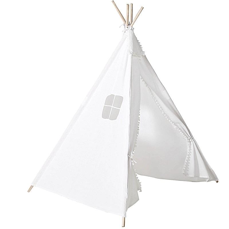 small white tent White Teepee Play Tent for Kids Indoor Outdoor Children Playhouse