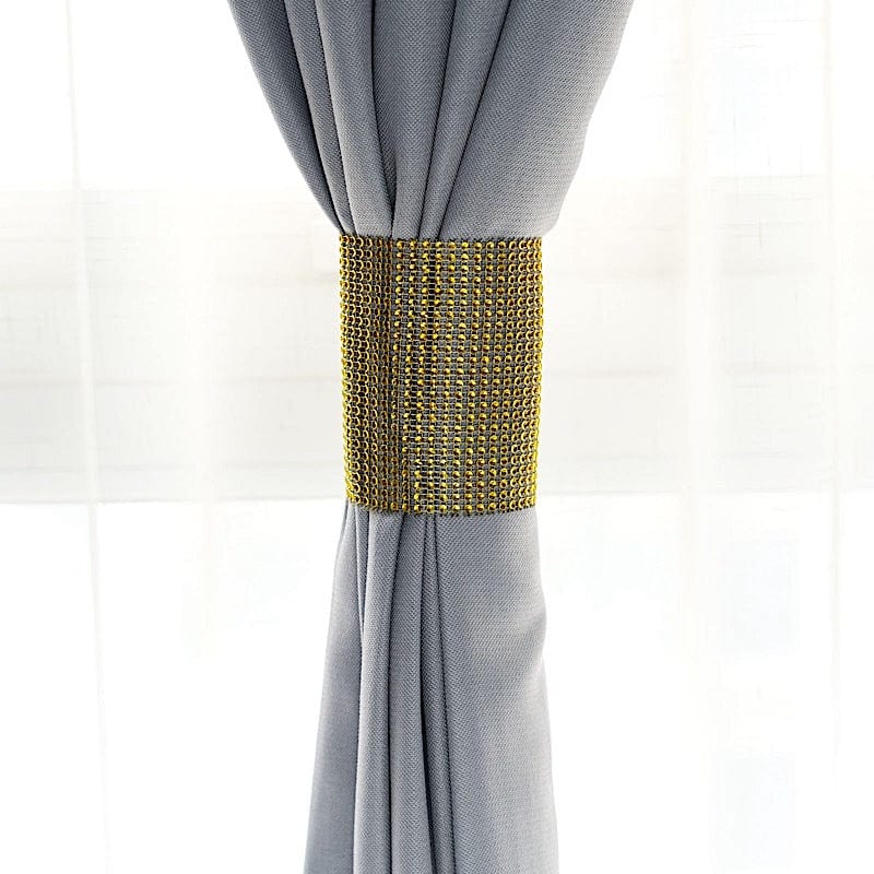 4 Rhinestone Mesh with Velcro Curtain Tie Backs Backdrop Drapery Bands