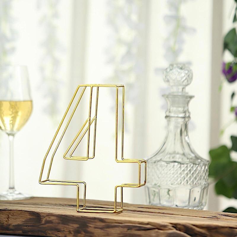 8 in tall Gold Metal 3D Wire Number Sign