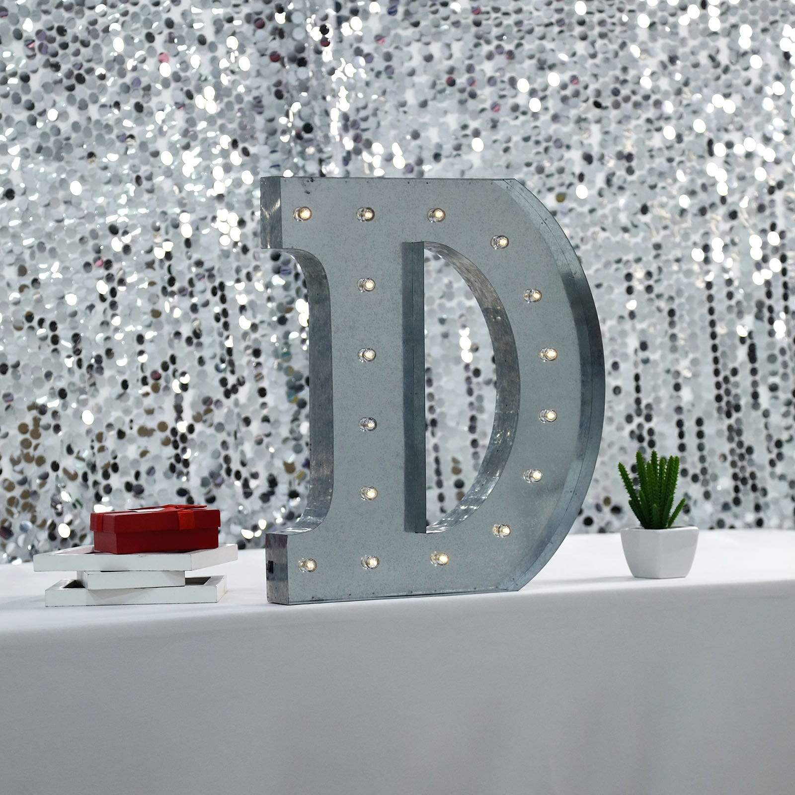 Silver Marquee Letter Warm White LED Lighted Sign