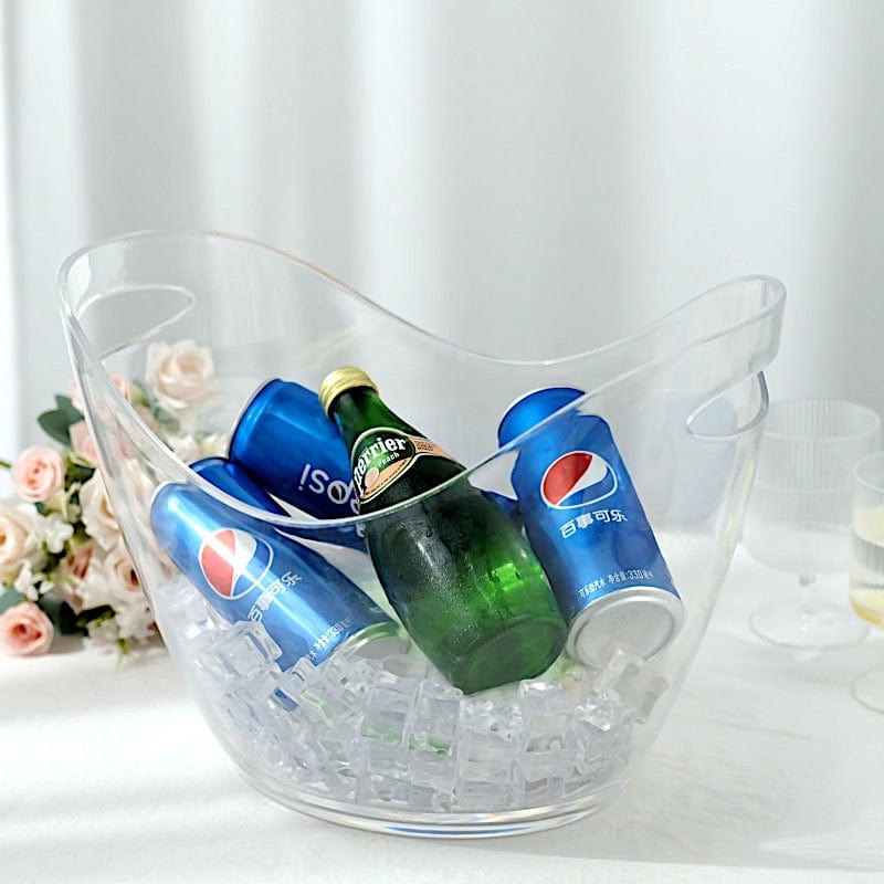 14 in Clear Plastic Drinks and Ice Bucket Party Beverage Cooler
