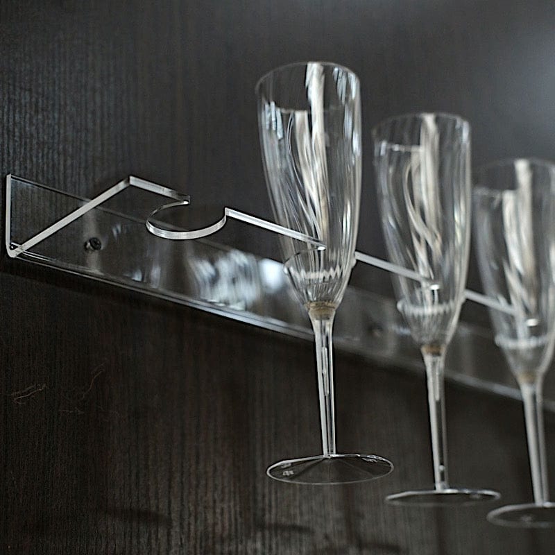 2 Clear Wall Mounted Acrylic Wine Glass Rack Champagne Flute Shelves ...