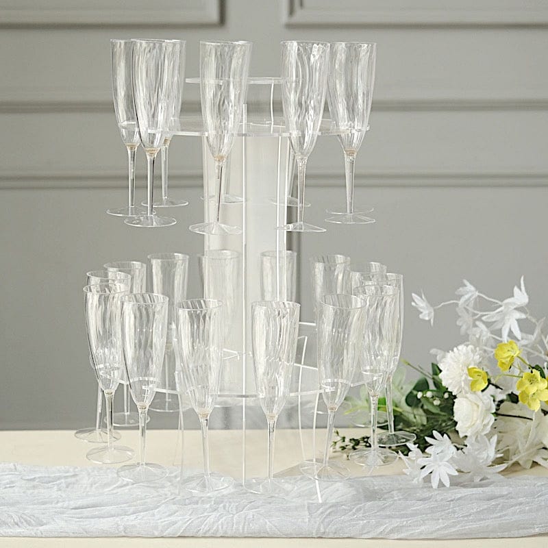 Clear Acrylic Champagne Flute Glass Holder Stand, 2 Tier Hanging