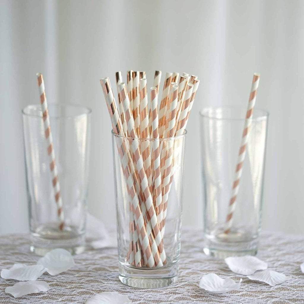 25 pcs Striped Party Paper Straws