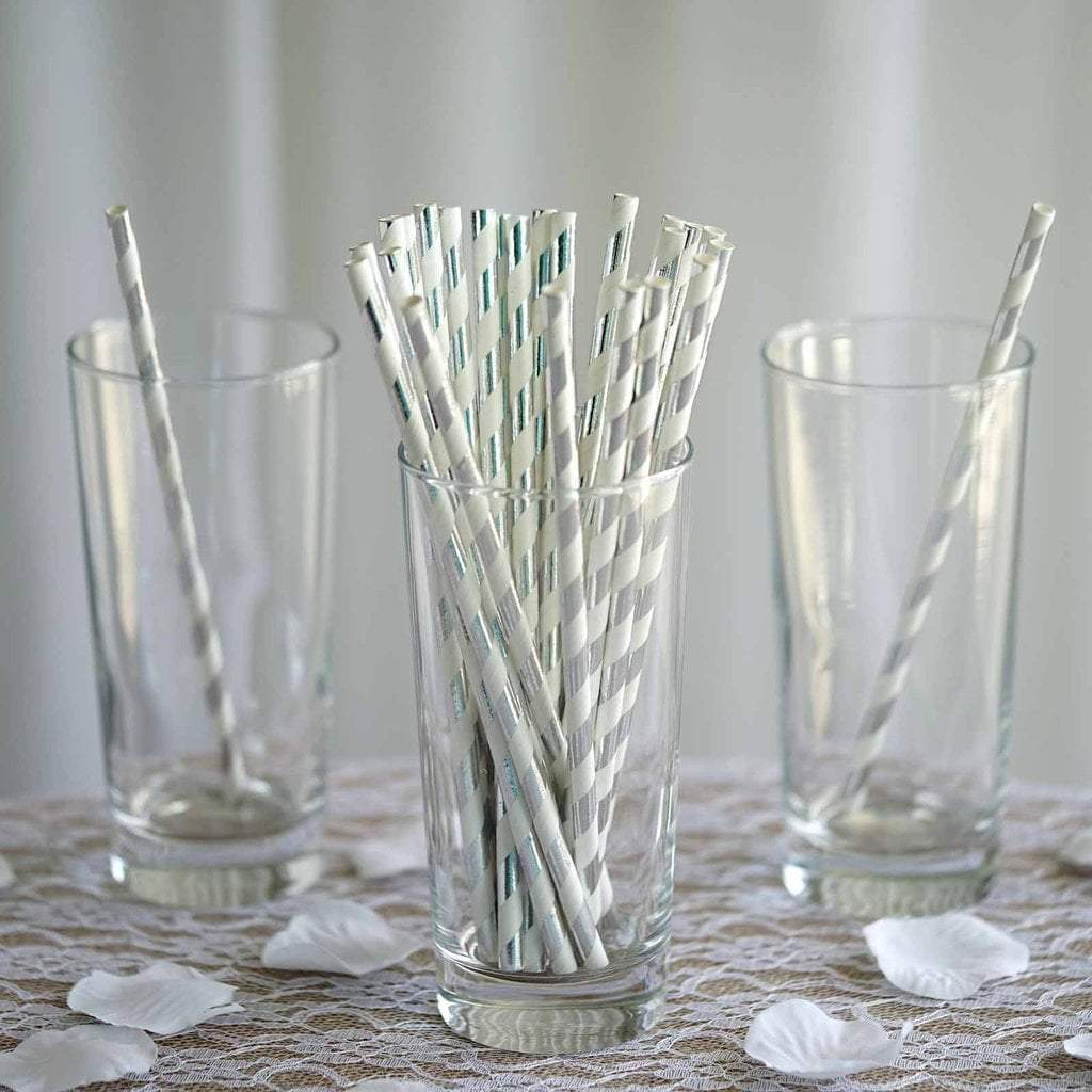 25 pcs Striped Party Paper Straws