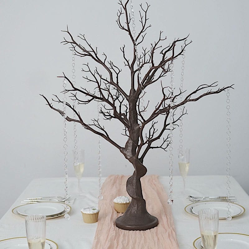 bonsai tree wedding centerpieces Metallic Manzanita Tree with Acrylic Chains Wedding Centerpieces Silver
