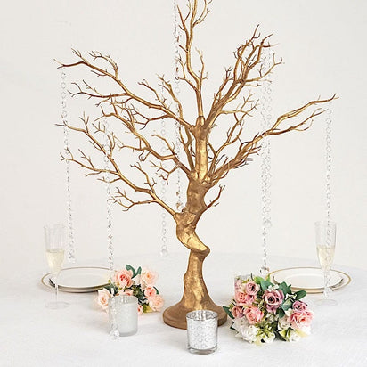 34 in Metallic Manzanita Tree with Acrylic Bead Chains Wedding Centerpieces